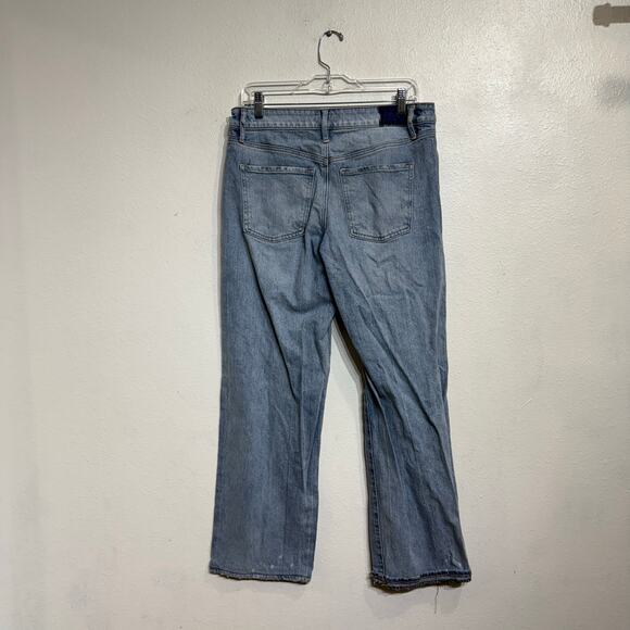 Express Blue Distressed Relaxed Straight Low Rise Jeans Sz 6R - Picture 9 of 12
